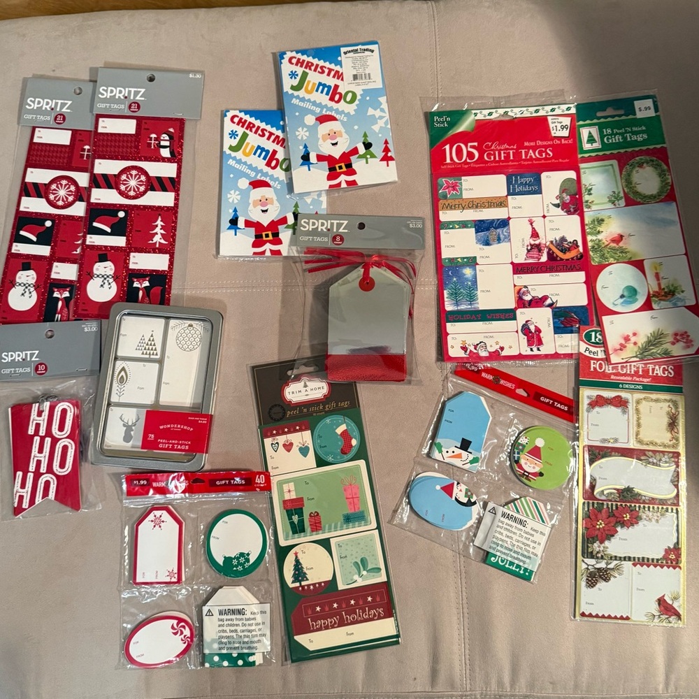 Assorted Holiday Gift Tags and Shipping Labels